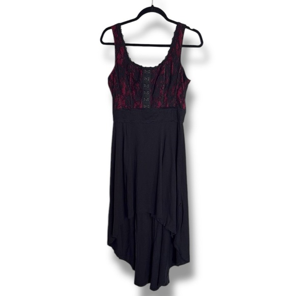 Royal Bones Black and Red High Low Corset Top Dress Size Large Goth Vampire - Picture 1 of 8